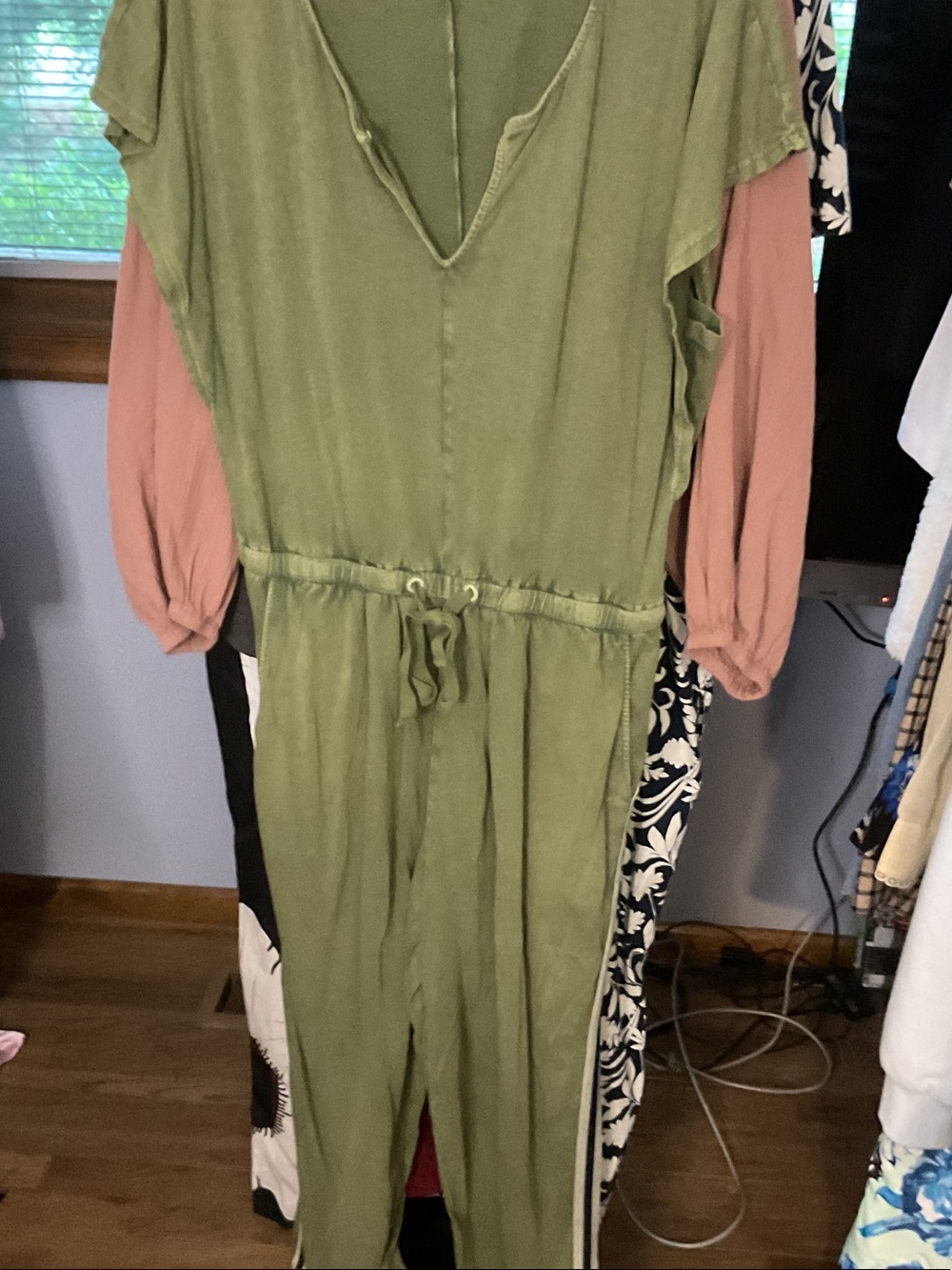 Olive Green Drawstring Jumpsuit